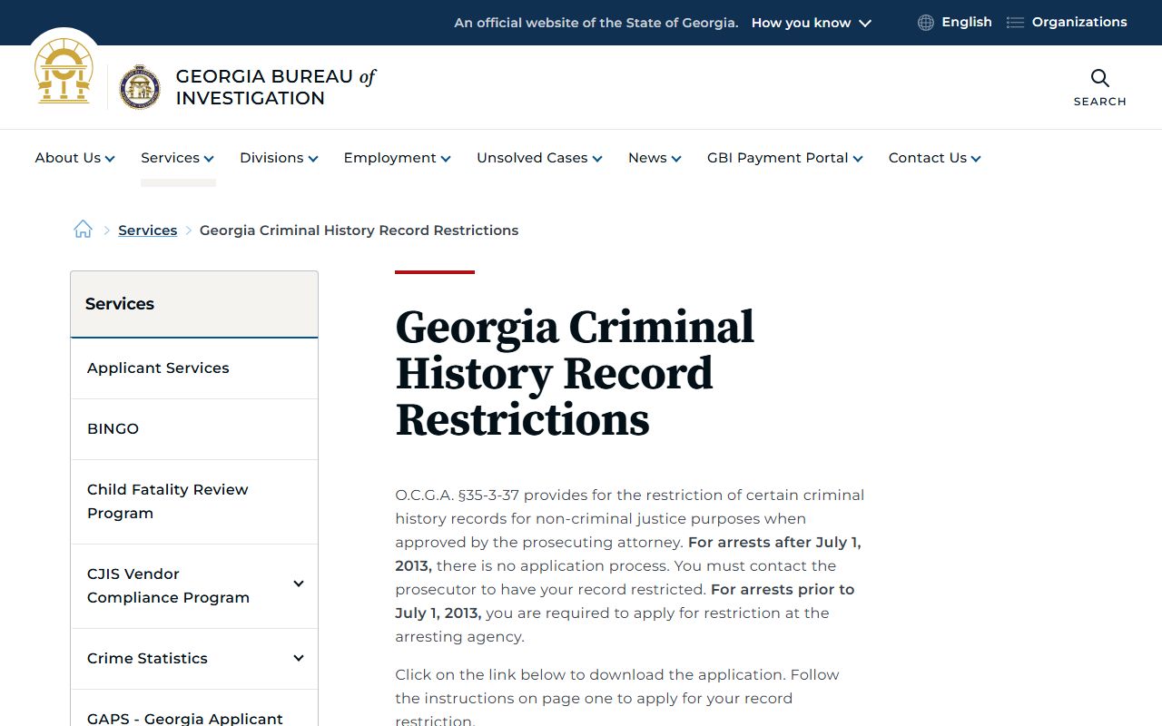 Talbot County arrest records GBI record restriction page