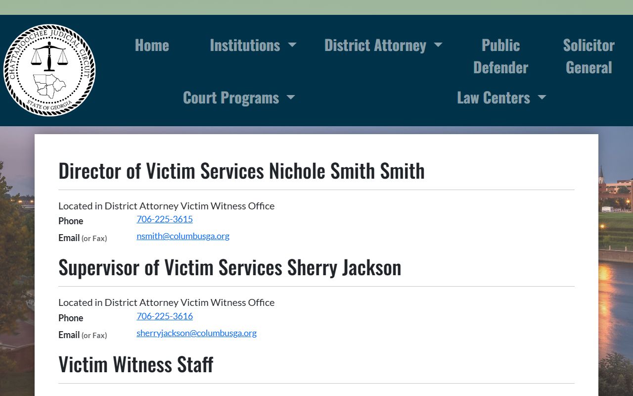Talbot County criminal court records victim witness contact page