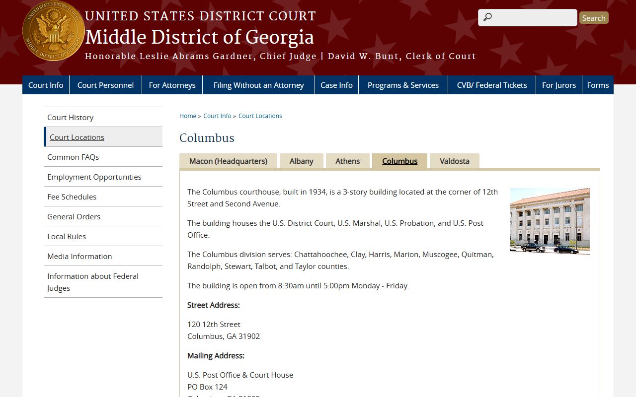 Talbot County Superior Court federal Columbus Division office