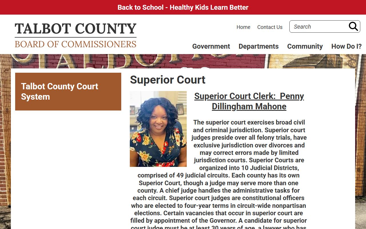 Talbot County Superior Court official court page