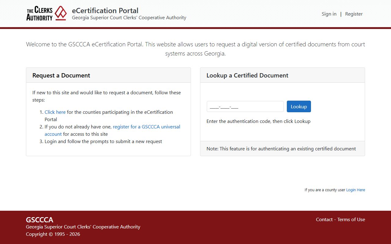 Talbot County court records GSCCCA eCertification access