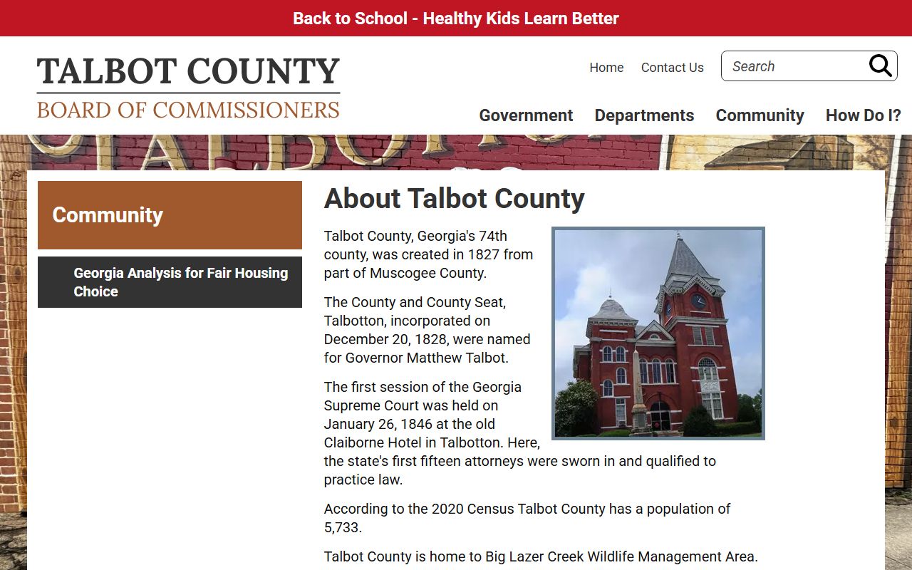 Talbot County court records local county background page