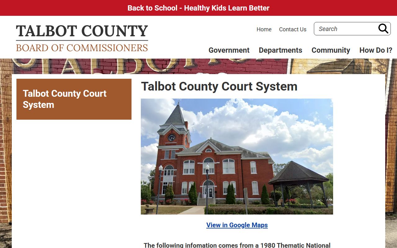 Talbot County court records court system page