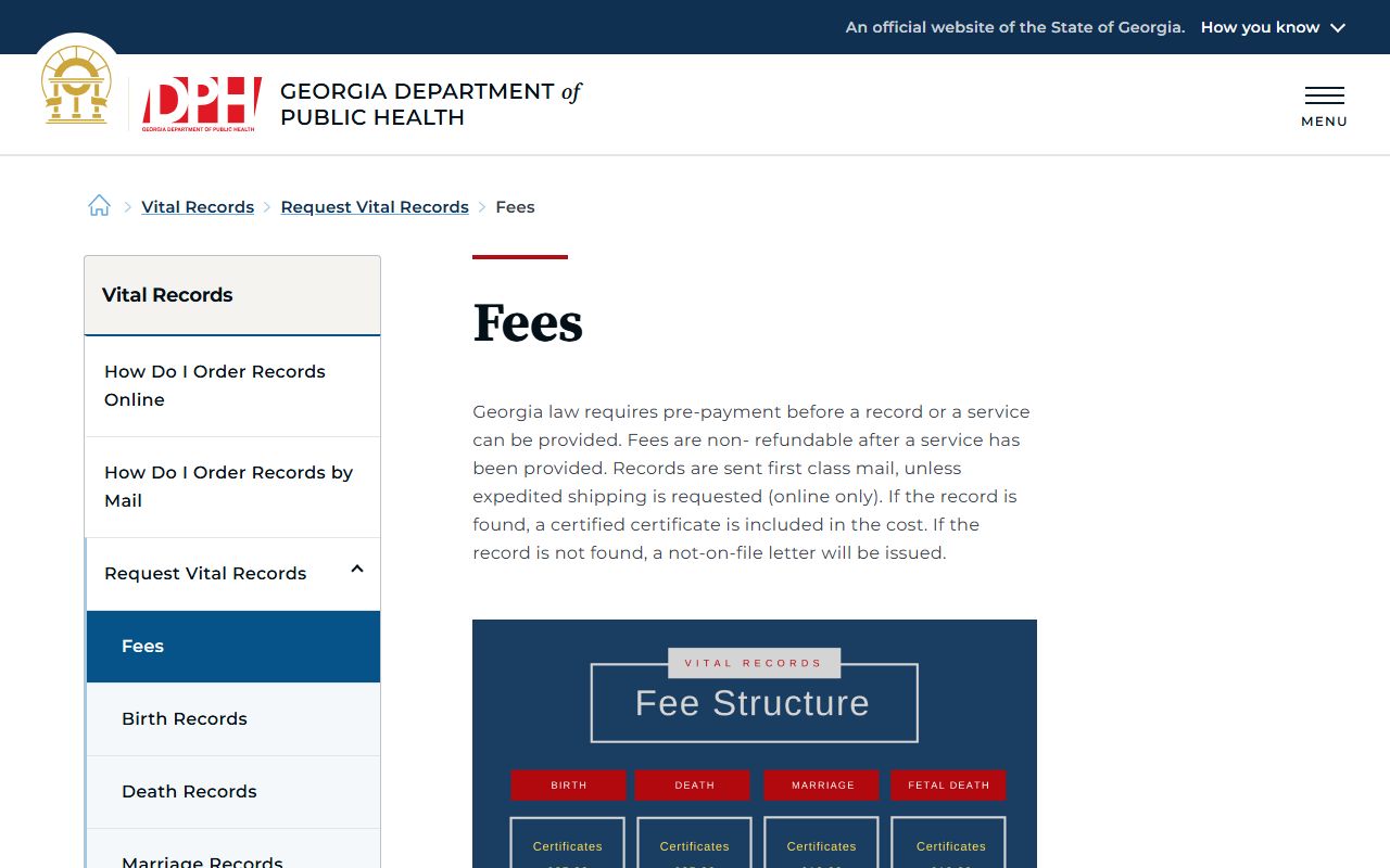 Talbot County marriage records Georgia DPH fee schedule