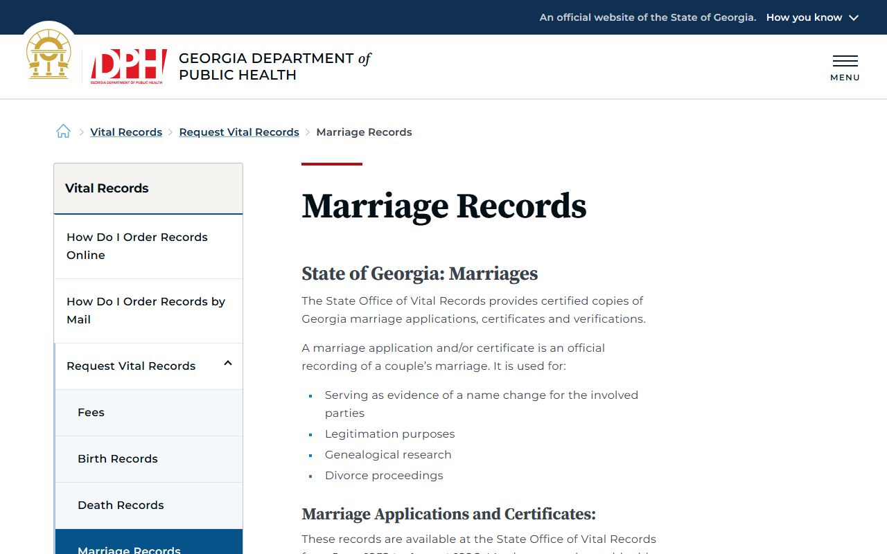 Talbot County marriage records Georgia DPH marriage record access