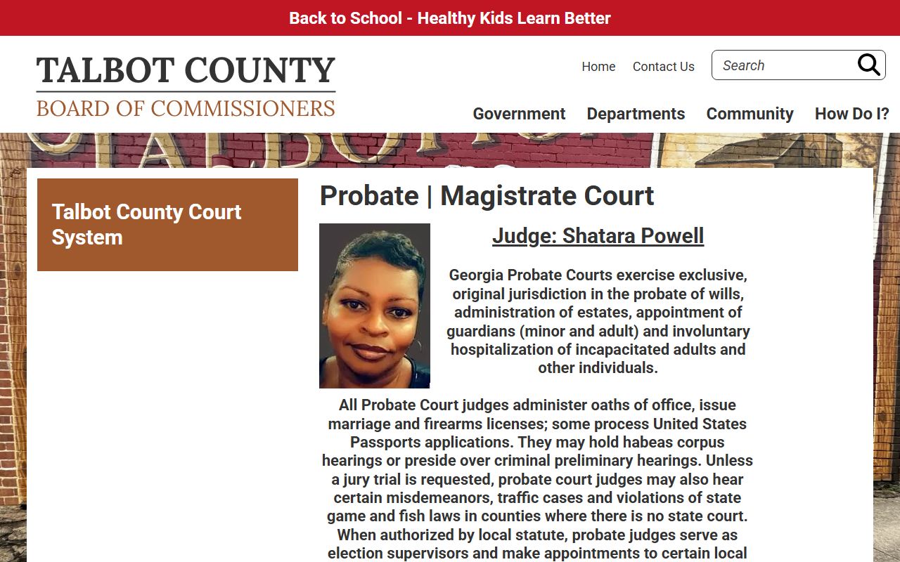 Talbot County probate records Probate and Magistrate Court page